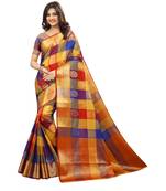 Women's Multicolor Checkered Kanjivaram Silk Zari Work Saree