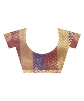 Women's Multicolor Checkered Kanjivaram Silk Zari Work Saree 5