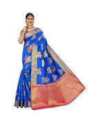 Women's Royal Blue Traditional Banarasi Silk Zari work Saree