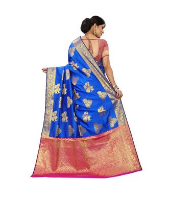 Women's Royal Blue Traditional Banarasi Silk Zari work Saree 3
