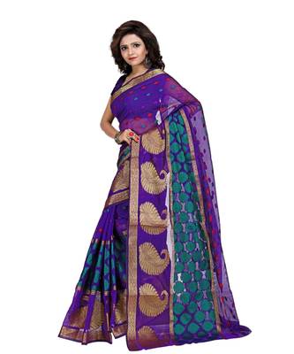 Women's Purple  Traditional Banarasi Cotton Silk Zari work Saree 2