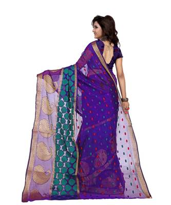 Women's Purple  Traditional Banarasi Cotton Silk Zari work Saree 3