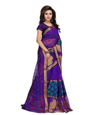 Women's Purple  Traditional Banarasi Cotton Silk Zari work Saree 4