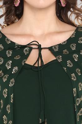 Janasya Dark-green printed crepe ethnic-kurtis 5