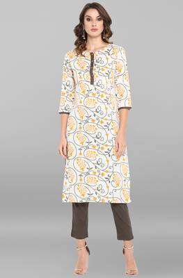 Janasya White printed cotton ethnic-kurtis 2