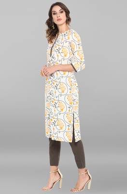 Janasya White printed cotton ethnic-kurtis 3