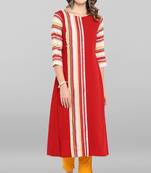 Janasya Pink printed crepe ethnic-kurtis