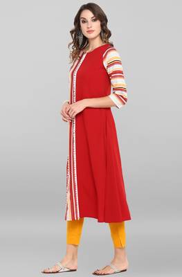Janasya Pink printed crepe ethnic-kurtis 3