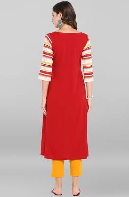 Janasya Pink printed crepe ethnic-kurtis 4