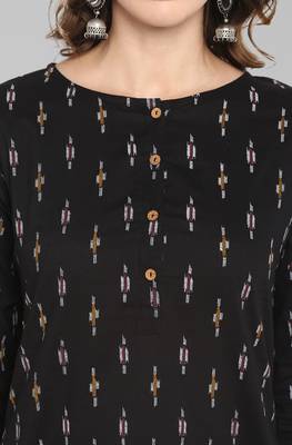 Black printed cotton ethnic kurtis 5