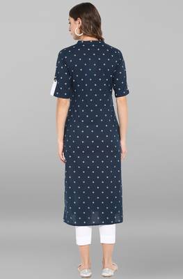 Janasya Blue printed cotton ethnic-kurtis 4