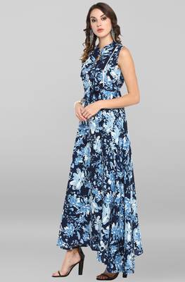 Janasya Blue printed rayon ethnic-kurtis 3