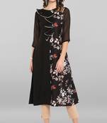 Black printed crepe ethnic kurtis