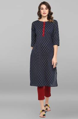 Blue printed cotton ethnic kurtis 2