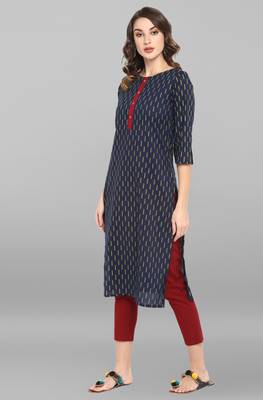 Blue printed cotton ethnic kurtis 3