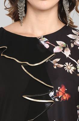 Black printed crepe ethnic kurtis 5