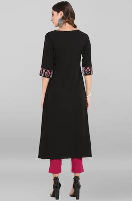 Janasya Black printed crepe ethnic-kurtis 4