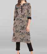 Grey printed cotton ethnic kurtis