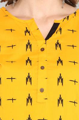 Janasya Mustard printed cotton ethnic kurtis 5