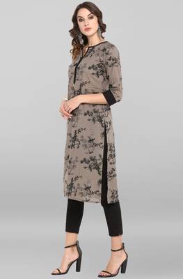 Grey printed cotton ethnic kurtis 3