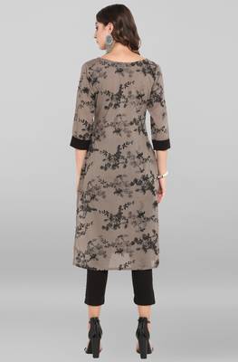 Grey printed cotton ethnic kurtis 4