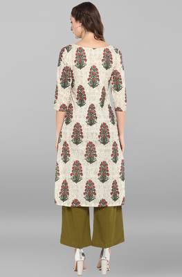 Janasya Cream printed cotton ethnic-kurtis 4