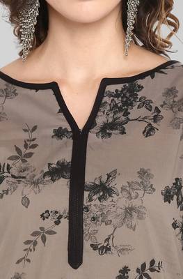 Grey printed cotton ethnic kurtis 5