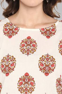 White printed cotton ethnic kurtis 5