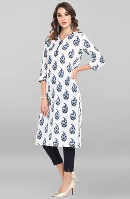 Janasya White printed cotton ethnic-kurtis 3