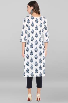Janasya White printed cotton ethnic-kurtis 4