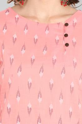 Janasya Pink printed cotton ethnic kurtis 4