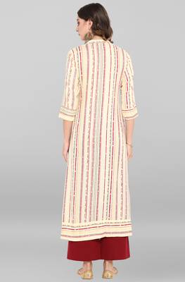Janasya Cream printed cotton ethnic-kurtis 4