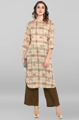Janasya Beige printed cotton ethnic-kurtis 2