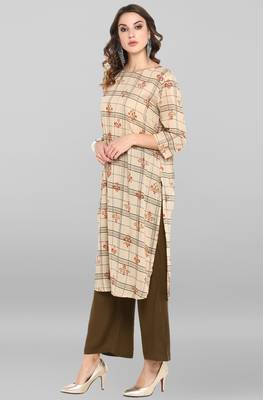 Janasya Beige printed cotton ethnic-kurtis 3