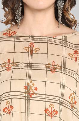 Janasya Beige printed cotton ethnic-kurtis 5