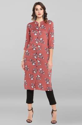 Janasya Multicolor printed rayon ethnic kurtis 1