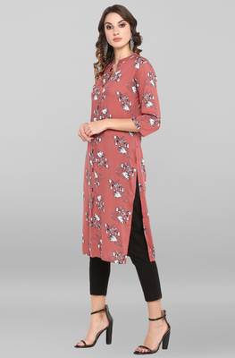 Janasya Multicolor printed rayon ethnic kurtis 3
