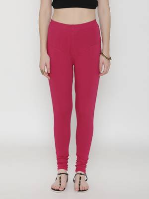 Women Fuschia Cotton Lycra Solid Legging 1