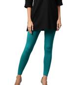 Women Rama Green Cotton Lycra Solid Legging