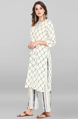 Janasya Off-white printed cotton ethnic-kurtis 3
