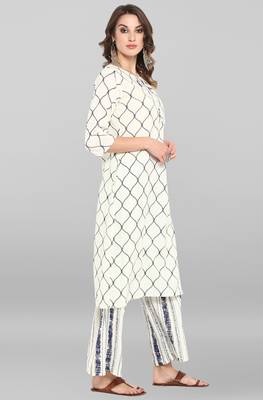 Janasya Off-white printed cotton ethnic-kurtis 4