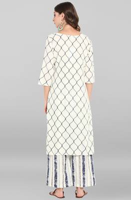 Janasya Off-white printed cotton ethnic-kurtis 5