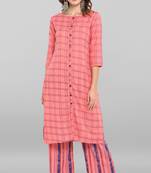 Janasya Pink printed cotton ethnic kurtis