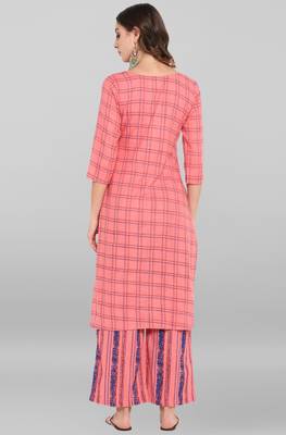 Janasya Pink printed cotton ethnic kurtis 5