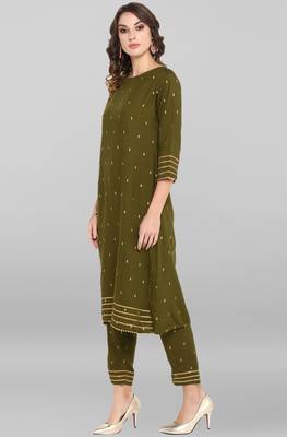 Janasya Green printed rayon ethnic-kurtis 3