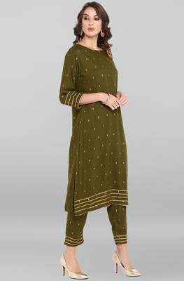 Janasya Green printed rayon ethnic-kurtis 4