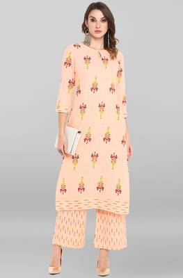 Janasya Peach printed cotton ethnic-kurtis 2