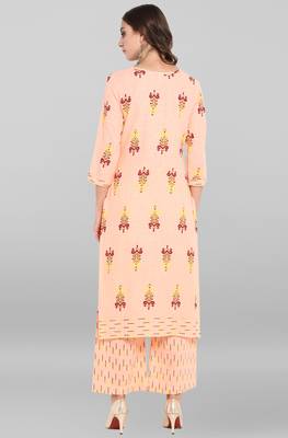 Janasya Peach printed cotton ethnic-kurtis 5