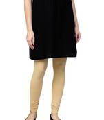 Women Beige Cotton Lycra Solid Legging