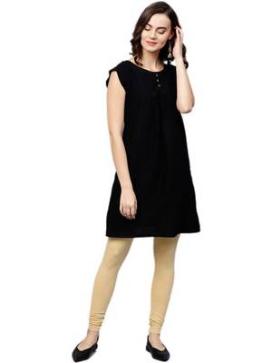 Women Beige Cotton Lycra Solid Legging 4